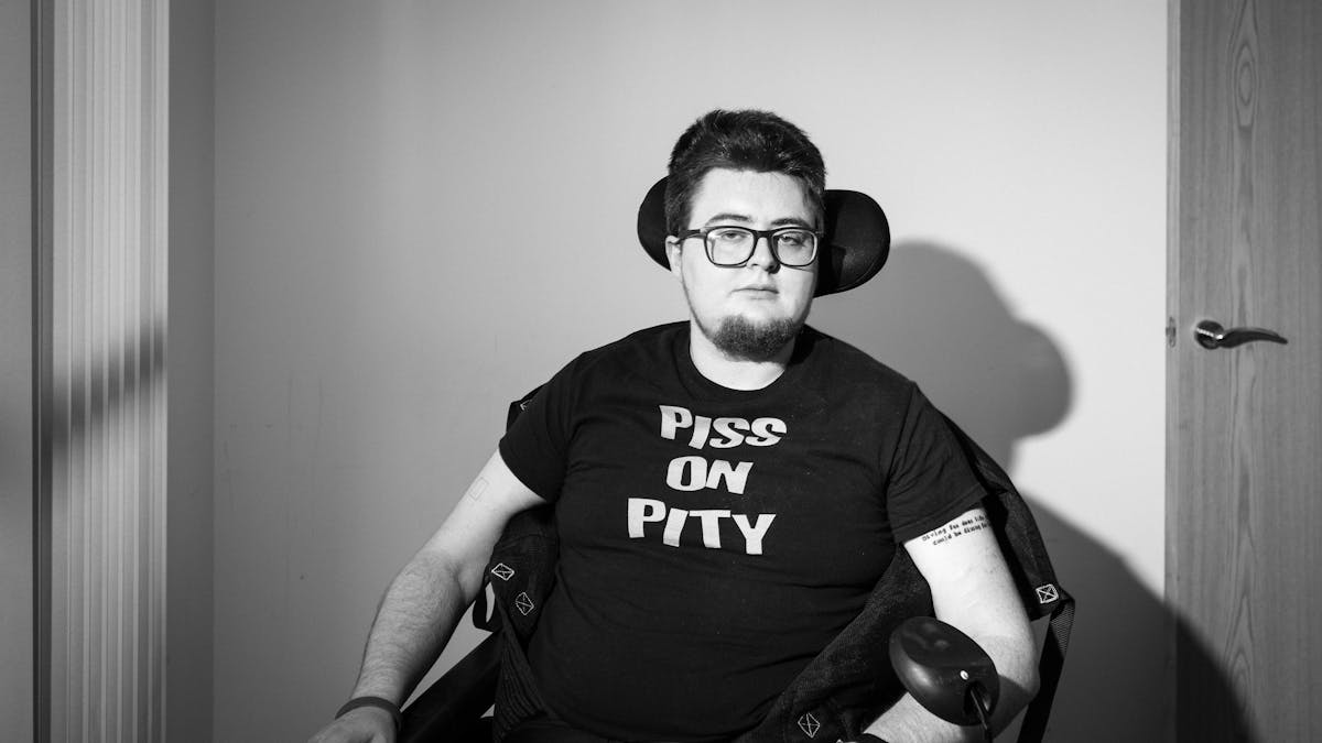 Black and white photographic portrait of Jamie Hale.