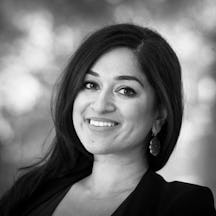 Photographic head and shouders, black and white portrait of Jaipreet Virdi.