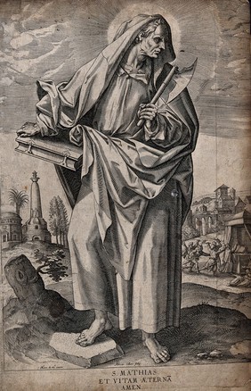 Saint Matthias. Engraving by A. Collaert after M. de Vos.
