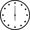 Drawing of a clock showing 18:00.
