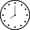 Drawing of a clock showing 20:00.