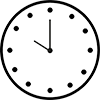 Drawing of a clock showing 10:00.